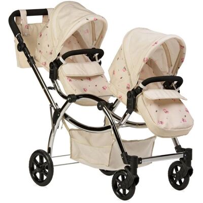 Roma Darcie Twin Dolls Pram Cream Roma Darcie Twin Dolls Pram Cream