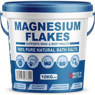 Pure - Magnesium Flakes - 10Kg - Bucket - Bath salt Pure - Magnesium Flakes - 10Kg - Bucket - Bath salt