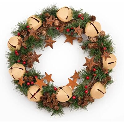 Shatchi Cream Christmas Wreath - 40cm Outdoor Festive Decor Shatchi Cream Christmas Wreath - 40cm Outdoor Festive Decor