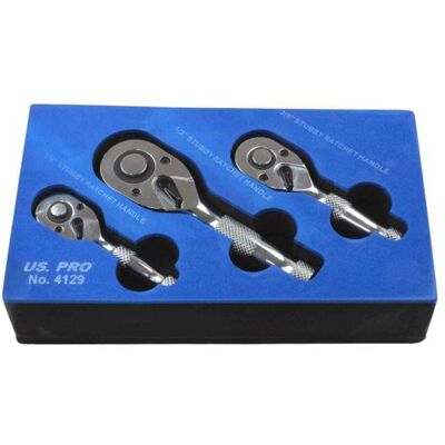 US PRO TOOLS 3pc Stubby Ratchet Handle Set - Socket Wrenches US PRO TOOLS 3pc Stubby Ratchet Handle Set - Socket Wrenches