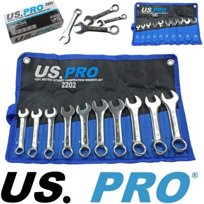 US PRO Tools 10pc Metric Stubby Combination Wrench Set 10 - 19mm - Tools US PRO Tools 10pc Metric Stubby Combination Wrench Set 10 - 19mm - Tools