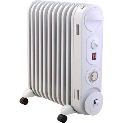 Mylek - Oil Filled Radiator - 2.5kW - White - Electric Heater Mylek - Oil Filled Radiator - 2.5kW - White - Electric Heater