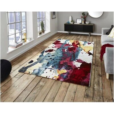 Think Rugs Sunrise Multi-coloured Rug - 80x150cm - Abstract Geometric Design Think Rugs Sunrise Multi-coloured Rug - 80x150cm - Abstract Geometric Design