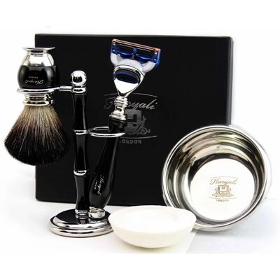 Haryali London Men Shaving Kit Black Badger & Synthetic Brush - Shaving Set Haryali London Men Shaving Kit Black Badger & Synthetic Brush - Shaving Set