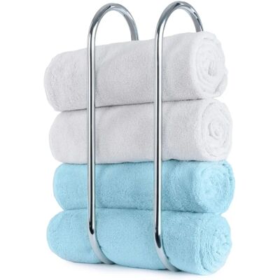LIVIVO Wall Mounted Chrome Bathroom Towel Holder - Unisex LIVIVO Wall Mounted Chrome Bathroom Towel Holder - Unisex
