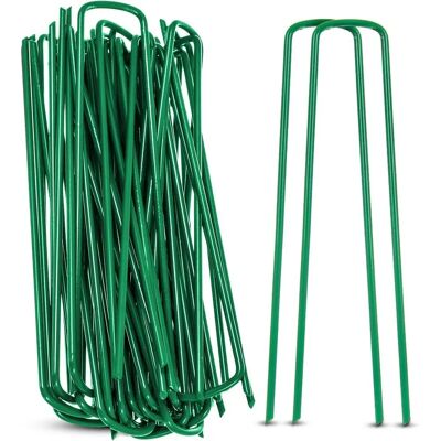 LIVIVO Galvanised Metal Tent Pegs - Ground Anchors - Green LIVIVO Galvanised Metal Tent Pegs - Ground Anchors - Green