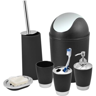 Kabalo - Black 6 Piece - Bin - Bathroom Accessories Set Kabalo - Black 6 Piece - Bin - Bathroom Accessories Set