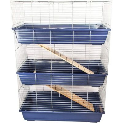 KCT Rabbit Cage - 100cm Dark Blue Triplex Indoor Pet Enclosure KCT Rabbit Cage - 100cm Dark Blue Triplex Indoor Pet Enclosure