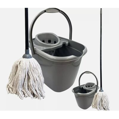 The Dustpan & Brush Store - Mop Head Bucket Set - 12L - Long Handled - Mop bucket wringer The Dustpan & Brush Store - Mop Head Bucket Set - 12L - Long Handled - Mop bucket wringer