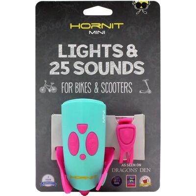 Hornit Mini Fahrradlicht und Horn - Pink/Türkis - Kindersicherheit & Spaß Hornit Mini Fahrradlicht und Horn - Pink/Türkis - Kindersicherheit & Spaß
