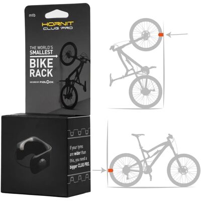 Supports pour Vélos Hornit Clug Pro MTB - Noir - Pour pneus 44-57mm - Montage mural - Publicité Supports pour Vélos Hornit Clug Pro MTB - Noir - Pour pneus 44-57mm - Montage mural - Publicité