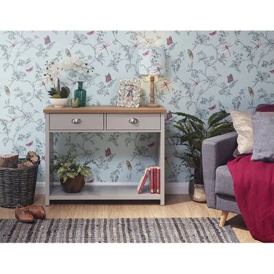 GFW Lancaster Grey and Oak 2 Drawer Console Table - Console Table GFW Lancaster Grey and Oak 2 Drawer Console Table - Console Table