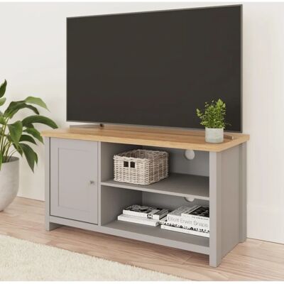 GFW Lancaster Grey and Oak 1 Door Small TV Cabinet - TV Cabinet GFW Lancaster Grey and Oak 1 Door Small TV Cabinet - TV Cabinet