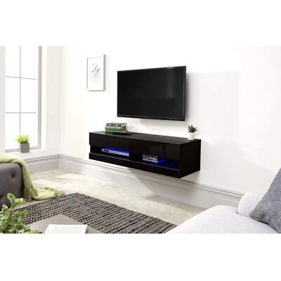 GFW Galicia Wall Mounted TV Unit with LED - 120cm - Black GFW Galicia Wall Mounted TV Unit with LED - 120cm - Black