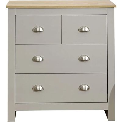 GFW Lancaster Grey & Oak Top 2+2 Drawer Chest - Chest of Drawers GFW Lancaster Grey & Oak Top 2+2 Drawer Chest - Chest of Drawers