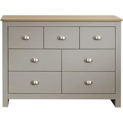 GFW Lancaster Grey and Oak 7 Drawer Chest of Drawers - Chest of Drawers GFW Lancaster Grey and Oak 7 Drawer Chest of Drawers - Chest of Drawers