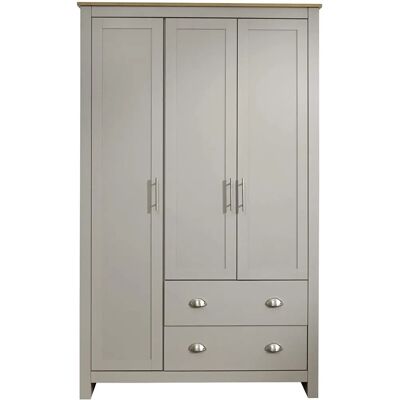 GFW Lancaster Grey and Oak 3 Door 2 Drawer Wardrobe - Wardrobe GFW Lancaster Grey and Oak 3 Door 2 Drawer Wardrobe - Wardrobe