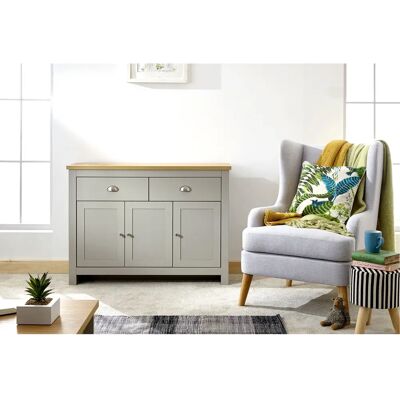 GFW Lancaster Grey and Oak 3 Door 2 Drawer Large Sideboard - Sideboard GFW Lancaster Grey and Oak 3 Door 2 Drawer Large Sideboard - Sideboard