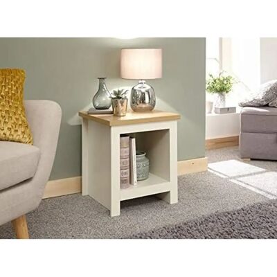 GFW Lancaster Cream and Oak Side Table with Shelf - Side Table GFW Lancaster Cream and Oak Side Table with Shelf - Side Table