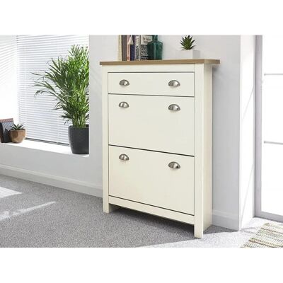Home Source Lancaster 2 Door 1 Drawer Shoe Storage Cabinet - Cream Home Source Lancaster 2 Door 1 Drawer Shoe Storage Cabinet - Cream