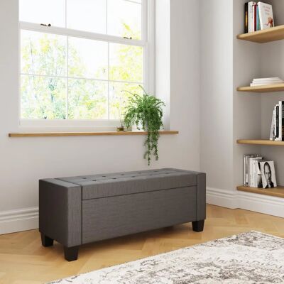 Roma Ottoman Charcoal Grey Fabric Storage Bench - Ottoman Bench Roma Ottoman Charcoal Grey Fabric Storage Bench - Ottoman Bench