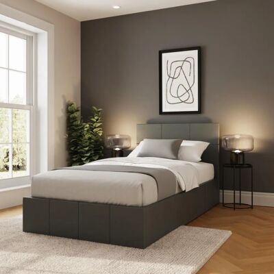 GFW Ecuador 3ft Single Grey Faux Leather Side Lift Ottoman Bed Frame - Bed Frame GFW Ecuador 3ft Single Grey Faux Leather Side Lift Ottoman Bed Frame - Bed Frame
