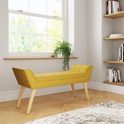 Mustard Upholstered Bench - Scandinavian Style Mustard Upholstered Bench - Scandinavian Style
