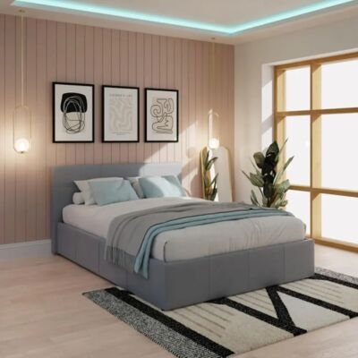 GFW Ecuador 4ft Small Double Grey Hopsack Fabric Side Lift Ottoman Bed Frame - Bed Frame GFW Ecuador 4ft Small Double Grey Hopsack Fabric Side Lift Ottoman Bed Frame - Bed Frame