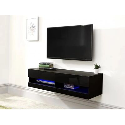 GFW Galicia 150cm Wall TV Unit with LED - Black - Wall TV Unit GFW Galicia 150cm Wall TV Unit with LED - Black - Wall TV Unit
