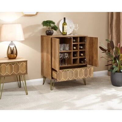 GFW Orleans Mango Effect 2 Door 1 Drawer Wine Cabinet - Wine Cabinet GFW Orleans Mango Effect 2 Door 1 Drawer Wine Cabinet - Wine Cabinet