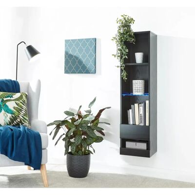 GFW Galicia Tall Shelf Unit with LED Lighting - Black - Shelf Unit GFW Galicia Tall Shelf Unit with LED Lighting - Black - Shelf Unit