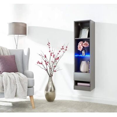 GFW Galicia Grey Tall Shelf Unit - LED Lighting GFW Galicia Grey Tall Shelf Unit - LED Lighting
