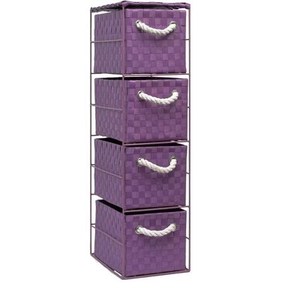Arpan Boîte de rangement 4 tiroirs - Violet - 18x25x65cm - Publicité Arpan Boîte de rangement 4 tiroirs - Violet - 18x25x65cm - Publicité