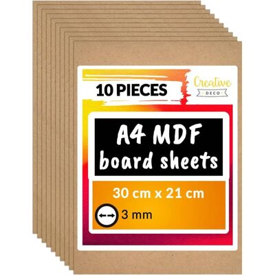 Creative Deco Tábuas MDF A4 - Madeira natural - 300x210x3 mm Creative Deco Tábuas MDF A4 - Madeira natural - 300x210x3 mm