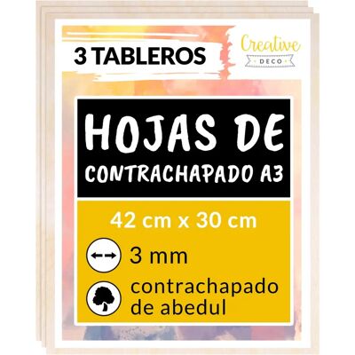 Creative Deco Folha de compensado A3 - 3mm Fino Bétula para Artesanato Creative Deco Folha de compensado A3 - 3mm Fino Bétula para Artesanato