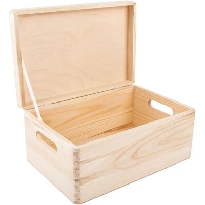 Creative Deco Boîte en Bois avec Couvercle - Non Peinte - 30x20x14cm Creative Deco Boîte en Bois avec Couvercle - Non Peinte - 30x20x14cm