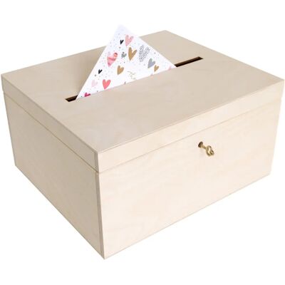 Creative Deco Drewniane pudełko z pokrywką - 29x25x15cm - Prezent ślubny Creative Deco Drewniane pudełko z pokrywką - 29x25x15cm - Prezent ślubny