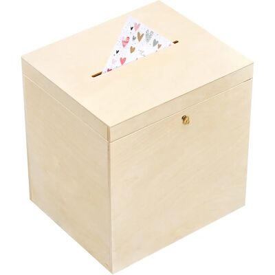 Creative Deco Drewniane Pudełko z Pokrywką - 29x25x30cm - Magazyn na Prezenty Ślubne Creative Deco Drewniane Pudełko z Pokrywką - 29x25x30cm - Magazyn na Prezenty Ślubne