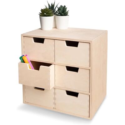 Creative Deco Boîte à tiroirs en bouleau avec 6 tiroirs - 28,5x20x28,5 cm Creative Deco Boîte à tiroirs en bouleau avec 6 tiroirs - 28,5x20x28,5 cm