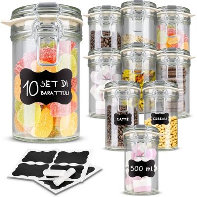 Creative Home 10x Storage Jars - 500ml Airtight Set Creative Home 10x Storage Jars - 500ml Airtight Set