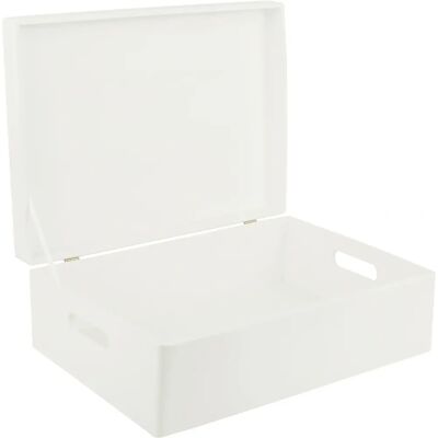 Creative Deco XL Biała Drewniana Pudełko na Zabawki - 40x30x14 cm Creative Deco XL Biała Drewniana Pudełko na Zabawki - 40x30x14 cm