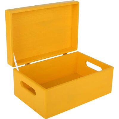Creative Deco Yellow Wooden Box with Lid - Storage & Memory Creative Deco Yellow Wooden Box with Lid - Storage & Memory