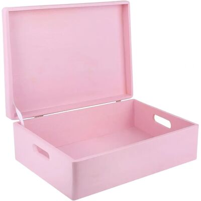 Creative Deco XL Różowa Duża Drewniana Pudełko - 40x30x14 cm Creative Deco XL Różowa Duża Drewniana Pudełko - 40x30x14 cm