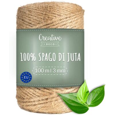 Corda de juta Creative Deco Natural Brown - 100m, Forte e ecológica Corda de juta Creative Deco Natural Brown - 100m, Forte e ecológica