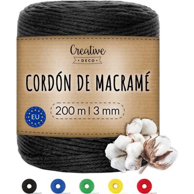 Creative Deco Corde en Coton - 3mm x 200m - Polyvalente et Durable - Publicité Creative Deco Corde en Coton - 3mm x 200m - Polyvalente et Durable - Publicité