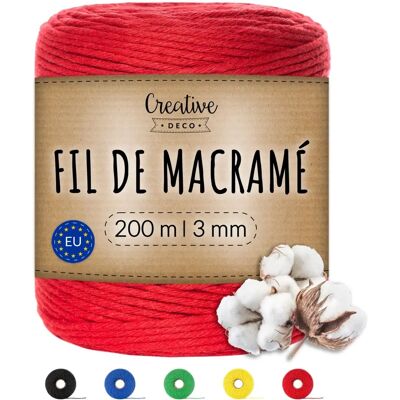 Corda de Macramé Vermelha 200m Creative Deco - 3mm, 15 fios, Forte e Decorativa Corda de Macramé Vermelha 200m Creative Deco - 3mm, 15 fios, Forte e Decorativa