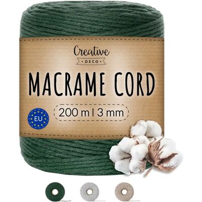 Creative Deco Fil de Macramé Vert Foncé - Corde en Coton, Résistant 10.5x10.5x9 - Publicité Creative Deco Fil de Macramé Vert Foncé - Corde en Coton, Résistant 10.5x10.5x9 - Publicité