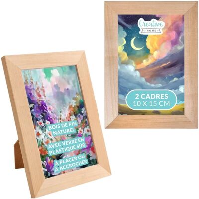Cadre photo en pin peinturé Creative Home 10x15cm - Supporte debout & suspendu - Publicité Cadre photo en pin peinturé Creative Home 10x15cm - Supporte debout & suspendu - Publicité