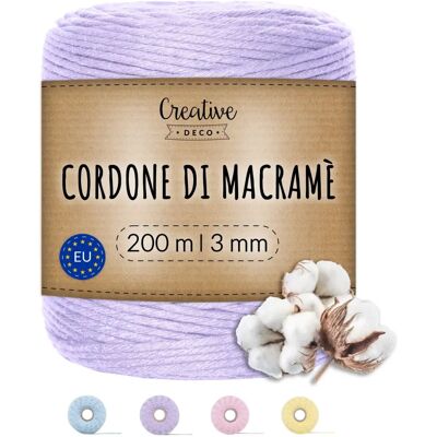 Fil de coton violet pastel 200m Creative Deco - Corde macramé - Publicité Fil de coton violet pastel 200m Creative Deco - Corde macramé - Publicité