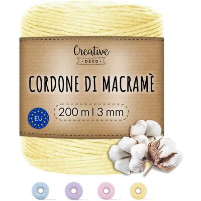 Creative Deco 200m Pastelowożółta Bawełniana Przędza Makramowa - Przędza Makramowa Creative Deco 200m Pastelowożółta Bawełniana Przędza Makramowa - Przędza Makramowa